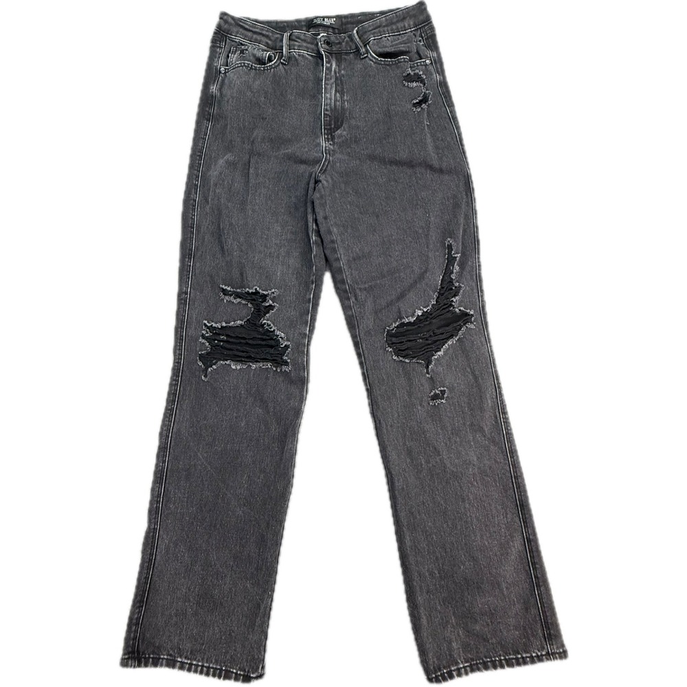 Judy Blue Jeans Women 11/30 Black Distressed High Rise Straight Leg JB88737‎ BK
